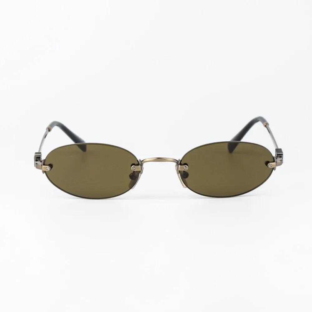 Miu Miu Women Sunglasses Old Gold Brown Oval MUA54S 26C09Z NEW AUTHENTIC